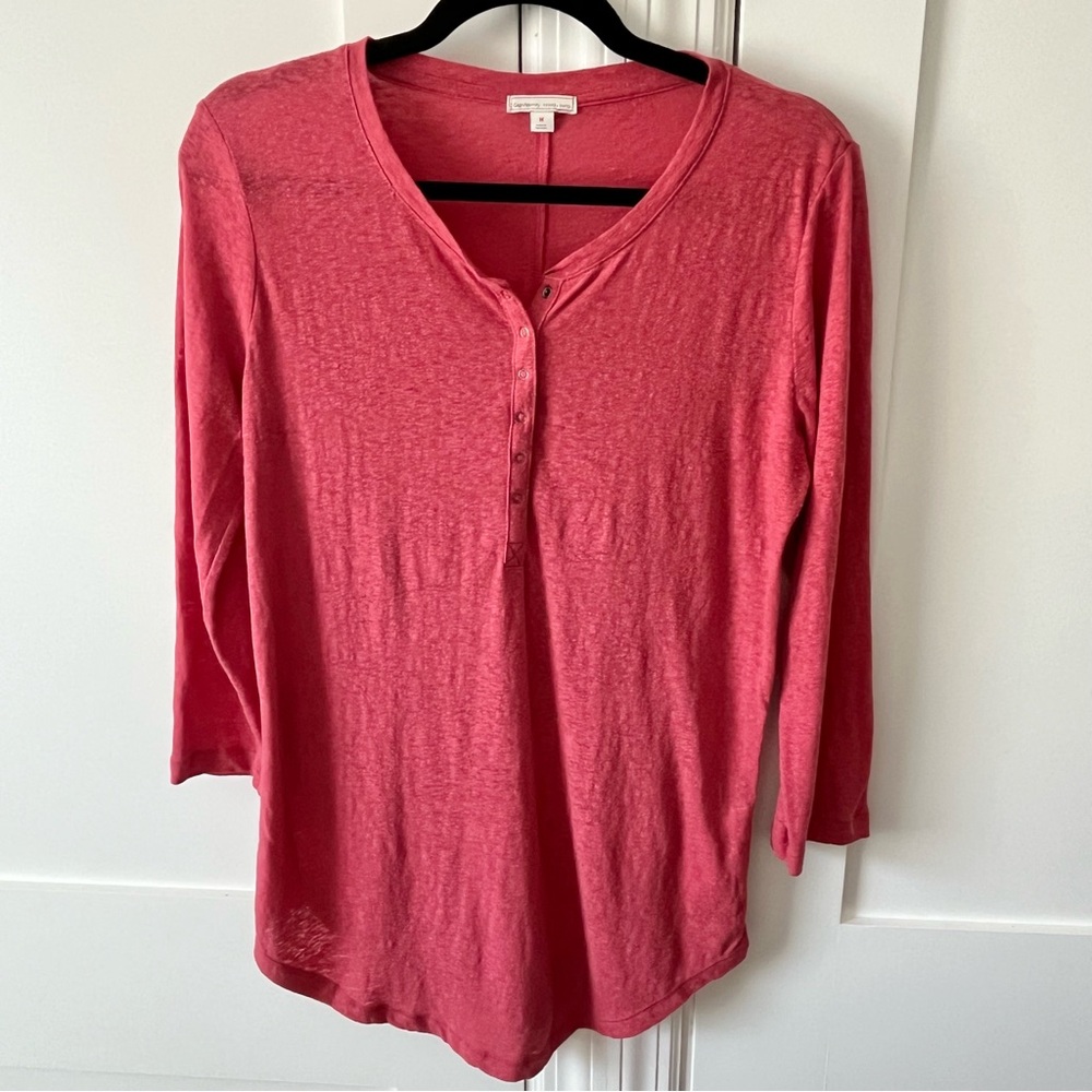 Gap Maternity Henley 3/4 Sleeve Top Orange Sz M